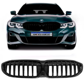 GRADE DIANTEIRA BMW SERIE 3 G20 MODELO SINGLE SLAT BLACK VO6