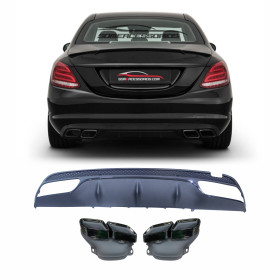 KIT TERMINAL ESCAPAMENTO  ESPORTIVO ESTILO C63  MERCEDES CLASSE C W205  C250 C200 BLACK PIANO VO6
