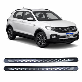 ESTRIBO LATERAL EM AÇO VW T-CROSS PRETO/CROMADO Vo6 
