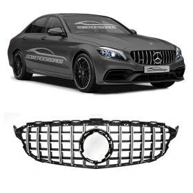 GRADE MERCEDES C W205 BLACK E PRATA SEM ENTRADA PARA CAMERA Vo6