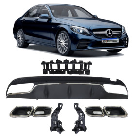 KIT DIFUSOR PRATA TRASEIRO MERCEDES W205 MODELO C63 Vo6