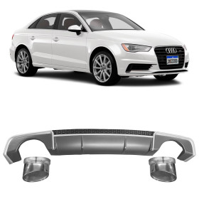 DIFUSOR TRASEIRO AUDI A3 COM 2 PONTEIRAS SIMPLES VO6
