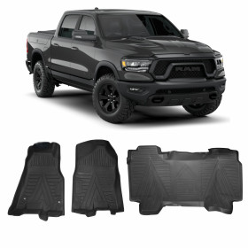 JOGO DE TAPETE DODGE RAM 1500 REBEL 3 PÇAS BANDEJA EMBORRACHADO Vo6