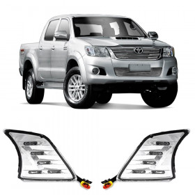 MOLDURA FAROL AUXILIAR COM DRL DAYLIGHT TOYOTA HILUX 12 ATE 15 MK2 6105