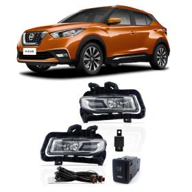 KIT FAROL AUXILIAR NISSAN KICKS 2016 EM DIANTE COM MOLDURA SUPORTE INTERNO BOTÃO ORIGINAL SUNS FGS03