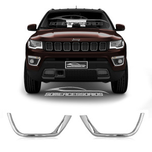 APLIQUE MOLDURA FAROL AUXILIAR JEEP COMPASS CROMADO Vo6