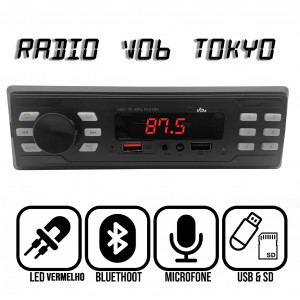 RADIO AUTOMOTIVO MP3 TOKYO USB BLUETOOTH 45MM Vo6 