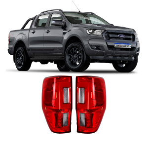 PAR LANTERNA FORD RANGER VERMELHA LED 3D Vo6
