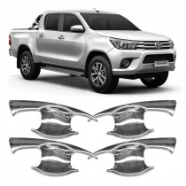 MOLDURA APLIQUE MAÇANETA CONCHA HILUX 2016 EM DIANTE MODELO ASA CROMADO 4PÇS Vo6