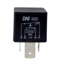 RELE AUXILIAR UNIVERSAL 4 TERMINAIS 2 LARGOS 24V 70A COM SUPORTE DNI
