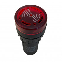 MINI SINALIZADOR SONORO VERMELHO ILUMINADO MODELO BUZZER 24V Vo6