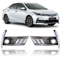 MOLDURA FAROL AUXILIAR DRL TOYOTA COROLLA CROMADO & GRAFITE