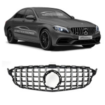 GRADE MERCEDES C W205 BLACK E PRATA SEM ENTRADA PARA CAMERA Vo6