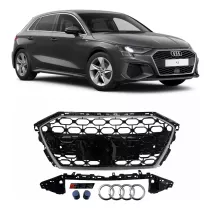 GRADE AUDI A3 MODELO RS3 BLACK PIANO DETALHES PRATA Vo6