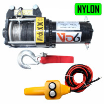 GUINCHO ELETRICO 12V 2000 LBS CABO NYLON 25M GUIA ROLETES Vo6 