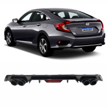 DIFUSOR HONDA CIVIC G10 COM BRAKE LIGHT SAIDA FAKE DUPLA BLACK PIANO Vo6 