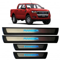 SOLEIRA EM AÇO INOX COM LED PARA FORD RANGER 2016 A 2019