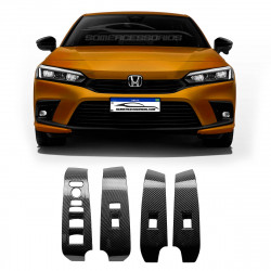 APLIQUE BOTOES VIDRO HONDA CIVIC 2022 FIBRA DE CARBONO Vo6