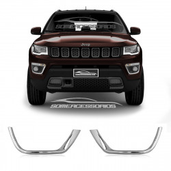 APLIQUE MOLDURA FAROL AUXILIAR JEEP COMPASS CROMADO Vo6