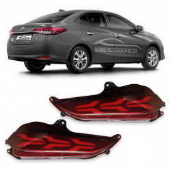 LANTERNA NEBLINA TOYOTA YARIS SEDAN DRL LED VERMELHO Vo6 