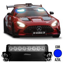 FAROL STROBO AZUL 8 LEDS COM VENTOSA SOM E ACESSÓRIOS