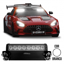 FAROL STROBO BRANCO 8 LED'S COM VENTOSA SOM E ACESSÓRIOS
