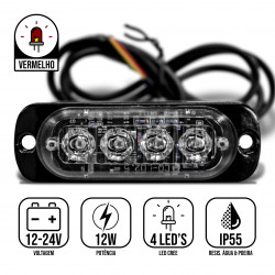 FAROL LED STROBO 12W  VERMELHO SOM E ACESSORIOS Vo6