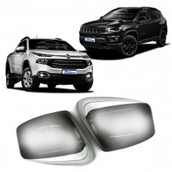 APLIQUE CAPA DE RETROVISOR JEEP COMPASS E FIAT TORO CROMADO Vo6