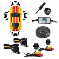 KIT CÂMERA DE RÉ ESTACIONAMENTO VISÃO 360° Vo6