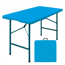 MESA MALETA PORTÁTIL DOBRÁVEL AZUL CLARO COM REGULAGEM ALTURA 1,22 M Vo6
