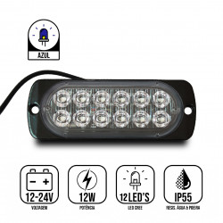 FAROL STROBO AZUL 12 LEDS SOM E ACESSÓRIOS Vo6