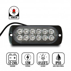 FAROL STROBO VERMELHO 12 LEDS SOM E ACESSÓRIOS Vo6