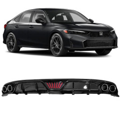 DIFUSOR TRASEIRO HONDA CIVIC COM LUZ DE FREIO INTEGRADA PRETO Vo6