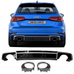 KIT TERMINAL ESCAPAMENTO ESPORTIVO AUDI A3 RS3 BLACK E CROMO Vo6 