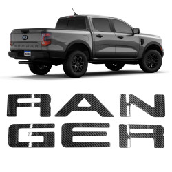 APLIQUE EMBLEMA TRASEIRO FORD RANGER FIBRA DE CARBONO Vo6