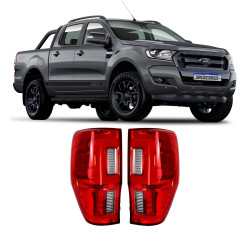 PAR LANTERNA FORD RANGER VERMELHA LED 3D Vo6