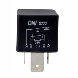 RELE AUXILIAR UNIVERSAL 4 TERMINAIS 2 LARGOS 24V 70A COM SUPORTE DNI