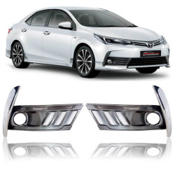 MOLDURA FAROL AUXILIAR DRL TOYOTA COROLLA CROMADO & GRAFITE