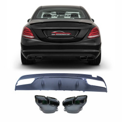 KIT TERMINAL ESCAPAMENTO  ESPORTIVO ESTILO C63  MERCEDES CLASSE C W205  C250 C200 BLACK PIANO VO6