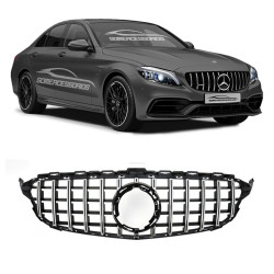 GRADE MERCEDES C W205 BLACK E PRATA SEM ENTRADA PARA CAMERA Vo6