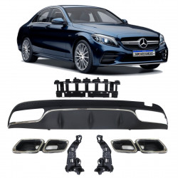 KIT DIFUSOR PRATA TRASEIRO MERCEDES W205 MODELO C63 Vo6
