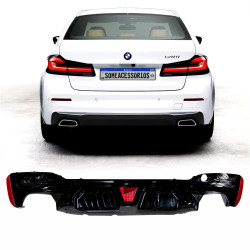 DIFUSOR TRASEIRO BMW SERIE 5 G30 G38 SAIDA DUPLA BI LATERAL COM BREAK LIGHT Vo6