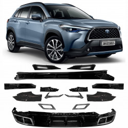 BODY KIT DIANTEIRO E TRASEIRO COROLLA CROSS BLACK PIANO Vo6