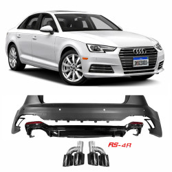 BODY KIT TRASEIRO AUDI A4 MODELO RS4 SAIDA BI LATERAL COM PONTEIRAS Vo6