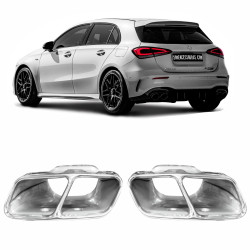 PAR PONTEIRA ESCAPE MERCEDES CLASSE A45 W177 SAÍDA DUPLA INOX Vo6