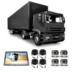 KIT MONITOR 10" 4 CAMERAS DVR CAMINHÃO VAN ONIBUS D6 Vo6