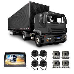 KIT MONITOR 10" 4 CAMERAS DVR CAMINHÃO VAN ONIBUS Q4 Vo6