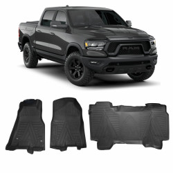JOGO DE TAPETE DODGE RAM 1500 REBEL 3 PÇAS BANDEJA EMBORRACHADO Vo6
