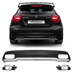 KIT TERMINAL ESCAPAMENTO ESPORTIVO MERCEDES CLASSE A W176 PONTEIRA CROMADO Vo6