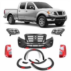 BODY KIT TRANSFORMA NISSAN FRONTIER COM FAROIS E LANTERNAS Vo6